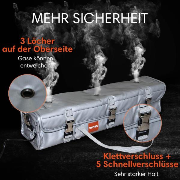 NEUE verbesserte VERSION VLITEX E-Bike Akku-Tasche (Größe XL) | Hochwertig | Getestet | Sicher Laden, lagern, transportieren | Explosionshemmend | Aufprallschutz | Spez. Gewebe kurzfristig feuerfest bis 1000 °C