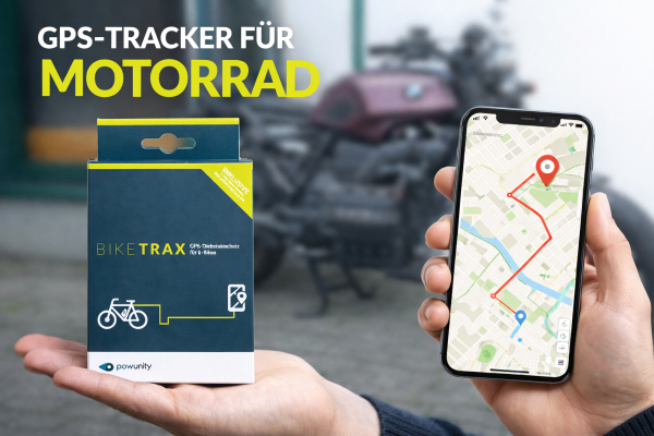 PowUnity 4G +Goodie Biketrax für Motorräder | GPS-Tracker für Motorräder (Diebstahlalarm, Live-Tracking, Routentagebuch)